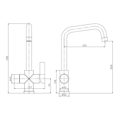 Alpina 4 in 1 Instant Hot Water Tap - Black/Chrome